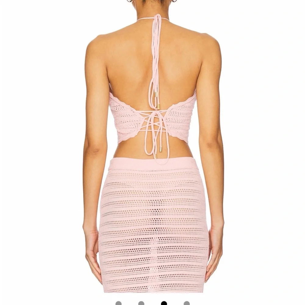 AFRM Pink Crochet Maxi Skirt and halter top - Picture 5 of 8